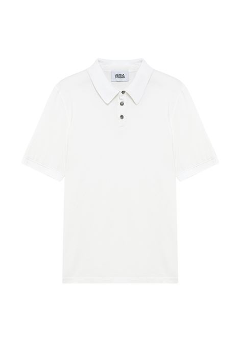 Alpha Studio polo in ice cotton bianco con colletto a costine e tre bottoni ALPHA STUDIO | Polo | AU-5336B1000